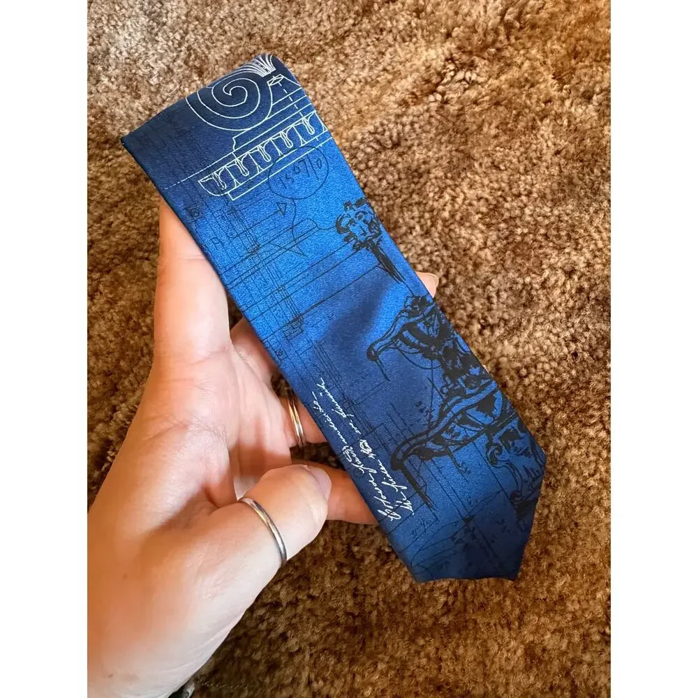Cyberoptix TieLab Blueprint Architectural Graphic Necktie Chicago USA Artisanal